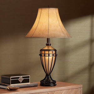 Rustic Urn Table Lamps Set of 2 with Nightlight