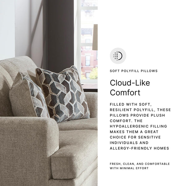 Contemporary Polyester Loveseat with Accent Pillows