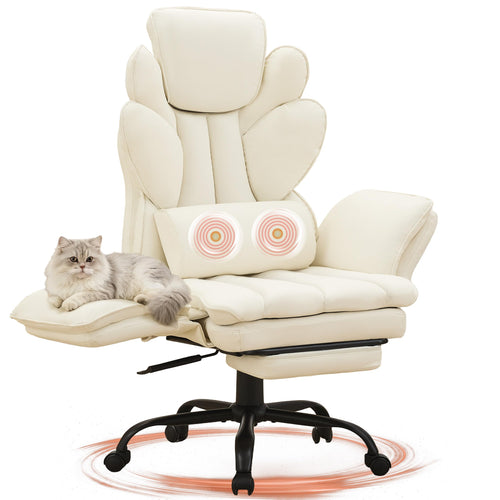 Wide Seat Reclining Office Chair with Flip Armrests & Footrest