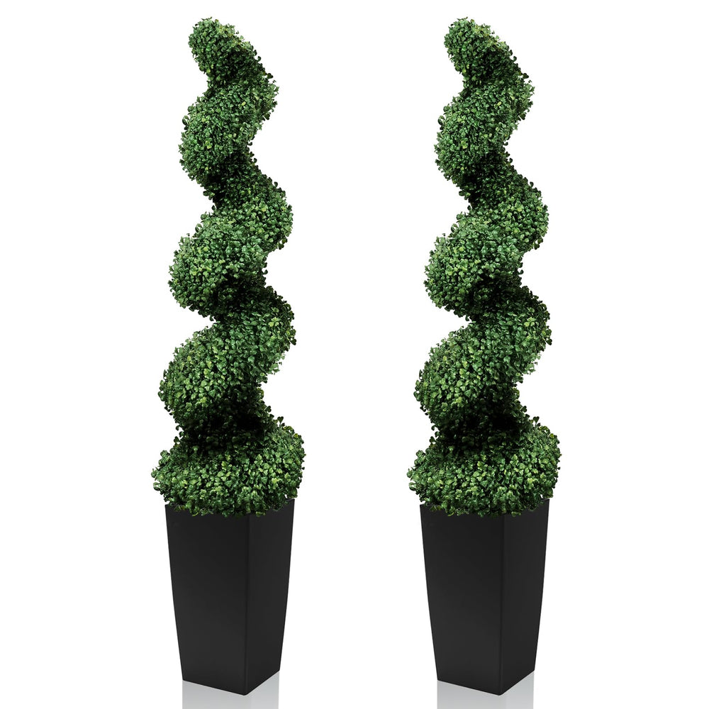Artificial Spiral Topiary Trees, Set of 2 – UV Resistant, Indoor/Outdoor