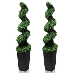 Artificial Spiral Topiary Trees, Set of 2 – UV Resistant, Indoor/Outdoor