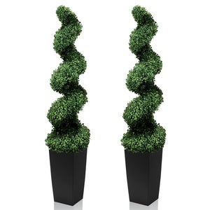 Artificial Spiral Topiary Trees, Set of 2 – UV Resistant, Indoor/Outdoor