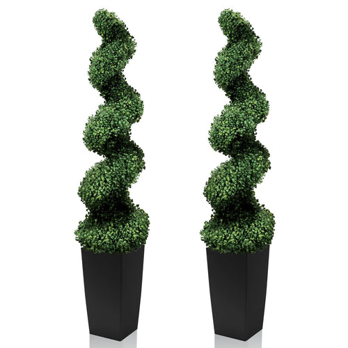 Artificial Spiral Topiary Trees, Set of 2 – UV Resistant, Indoor/Outdoor