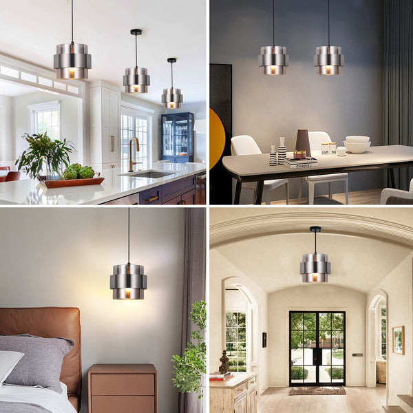 Mini Glass Pendant Light – 7 Inch Adjustable Ceiling Fixture