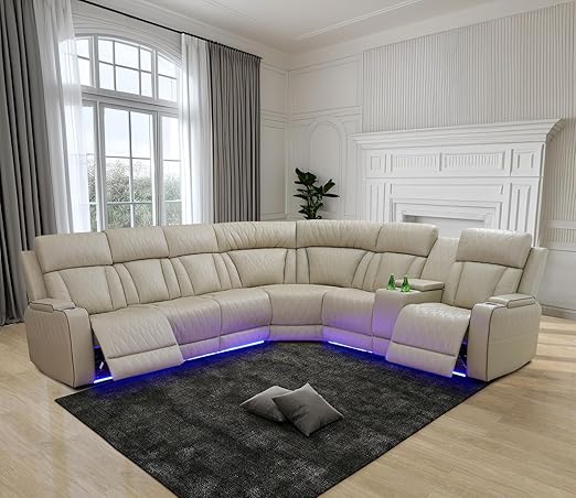 Power Recliner Sectional Sofa with LED Lights