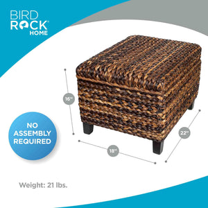 Woven Seagrass Storage Ottoman with Safety Hinges
