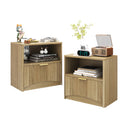 Fluted Nightstand Set of 2 with Drawer & Open Shelf