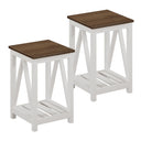Farmhouse End Table with Storage Shelf – 2 Pack
