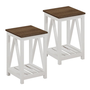 Farmhouse End Table with Storage Shelf – 2 Pack