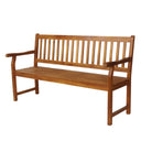 Acacia Wood Outdoor Garden Bench – 3-Seat Slat-Back, 600 lbs Support