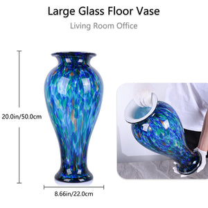 20-Inch Hand-Blown Glass Vase | Wide Mouth Floor Vase