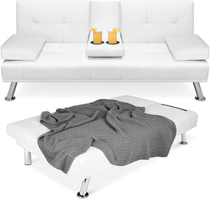 Convertible Futon Sofa Bed with Removable Armrests
