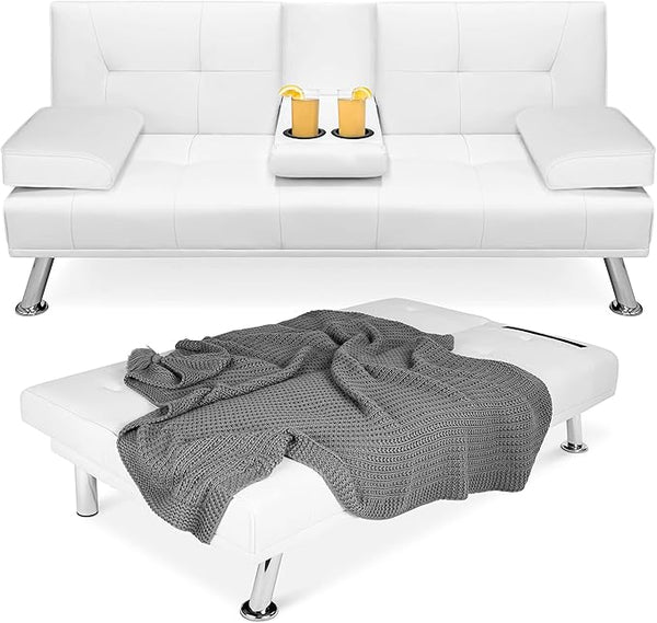 Convertible Futon Sofa Bed with Removable Armrests