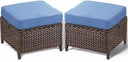 Outdoor Wicker Patio Ottoman Set - 2 Piece