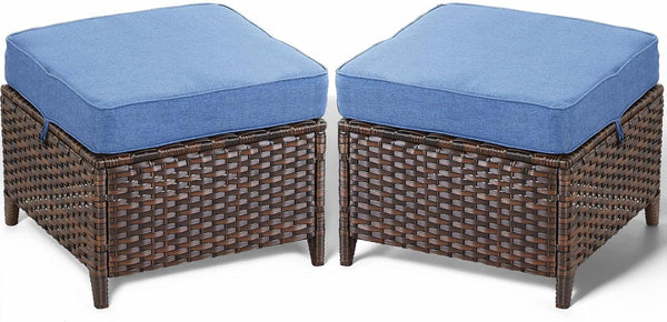 Outdoor Wicker Patio Ottoman Set - 2 Piece