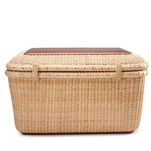 Rectangular Handwoven Rattan Storage Basket Set with Lid