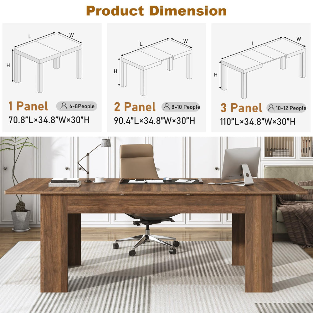 Extendable Dining Table for 6–12 People | Engineered Wood | Walnut & Oak