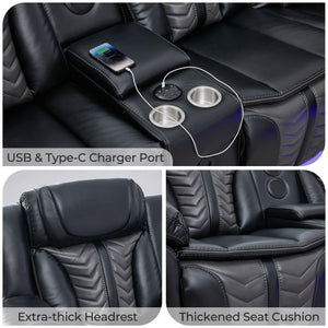 Power Recliner Sectional Sofa with LED Lights & Bass Speakers