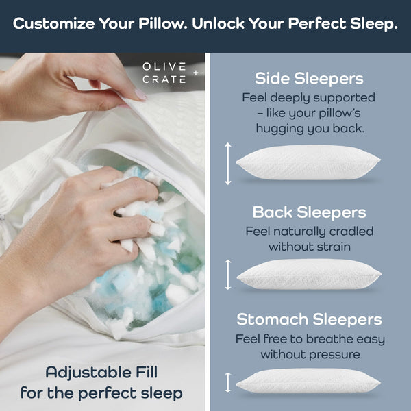 Adjustable Cooling Shredded Memory Foam Pillow – Queen Size