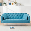 71" Convertible Velvet Sofa Bed Futon with Adjustable Backrest & Chrome Legs