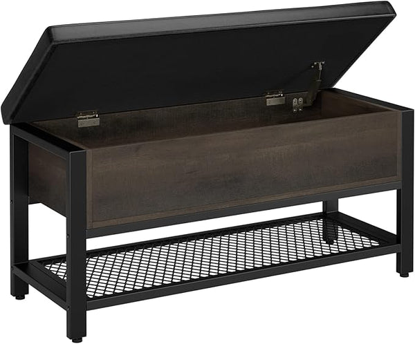 Storage Bench with Flip-Open Lid & Padded Seat