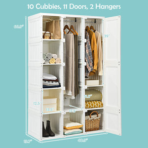 Portable Closet Wardrobe with Cubby Storage & Magnet Doors