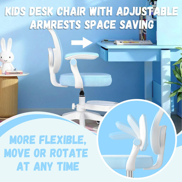 Adjustable Kids Desk Chair with Footrest & Flip-Up Armrest
