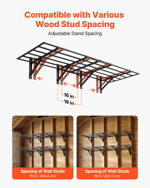 Heavy Duty Wall Mounted Garage Shelving – 2-Pack Steel Floating Shelf Rack