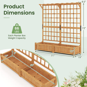 72-Inch Raised Garden Bed with Trellis, Hanging Roof & Lattice Panel