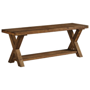 43.3" Solid Wood Entryway Bench with Storage Shelf