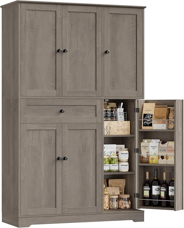 68" Tall Kitchen Pantry Storage Cabinet with Doors & Shelves