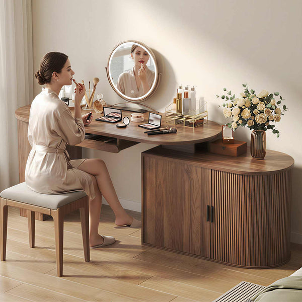 L-Shaped Rotating Computer Desk with Storage Cabinet, Keyboard Tray & Power Outlet – 60 Inch