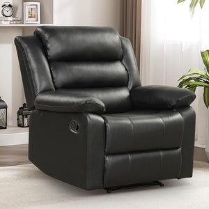 Manual Recliner Chair with Overstuffed Arms & Padded Back