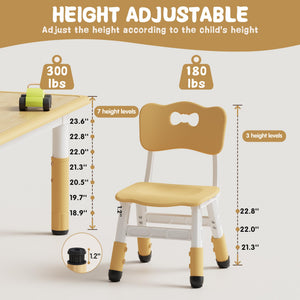 Kids Height-Adjustable Table and 4 Chairs Set with Graffiti Desktop