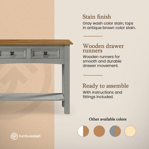 Solid Wood Console Table with 2 Drawers – Farmhouse Entryway Hall Table