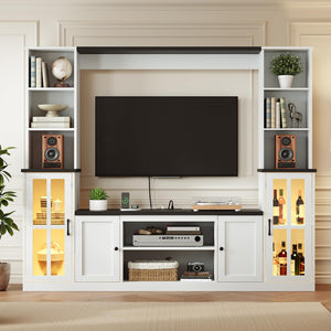 74'' Wall Unit Entertainment Center with LED & Power Outlets