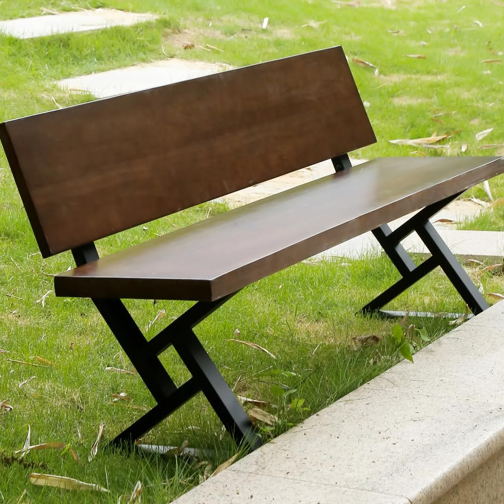 16 Inch Metal Bench Legs with Backrest Bracket – Set of 2