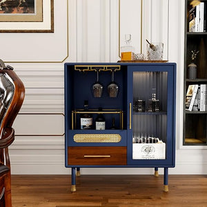 Bar Cabinet with Wine Glass Rack and Drawers