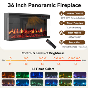 63" Fireplace TV Stand with 3-Sided Electric Fireplace