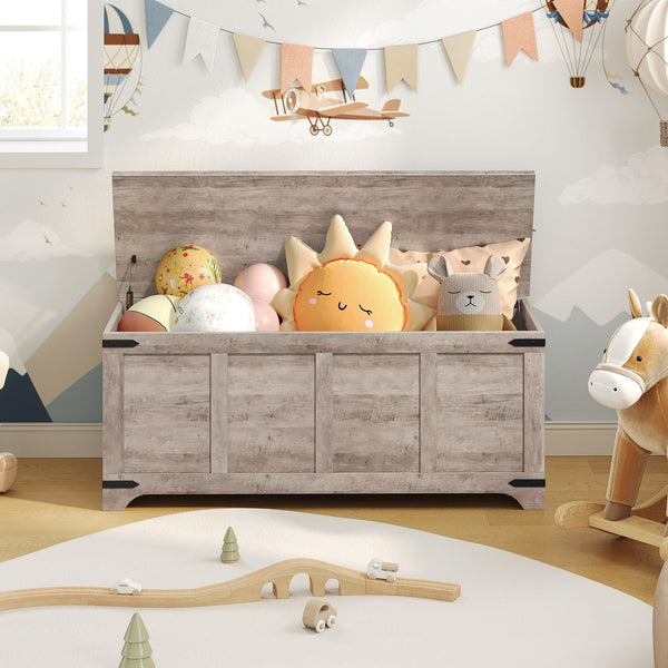 Storage Chest with Safety Hinges — Toy Box & Entryway Shoe Bench