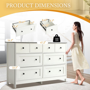 8-Drawer Dresser with Metal Knobs & Wood Legs
