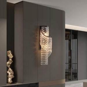 K9 Crystal LED Wall Sconce with Black Metal Frame
