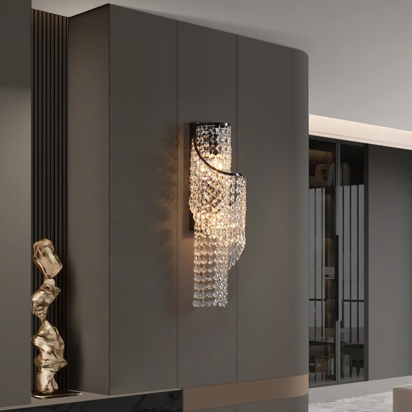 K9 Crystal LED Wall Sconce with Black Metal Frame