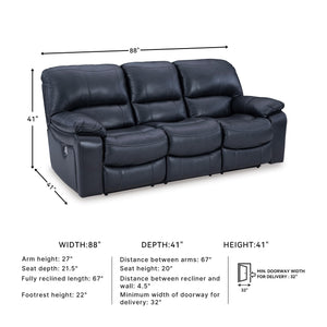 Power Reclining Sofa – Leather Match, Zero Wall, USB Charging, 3-Seat