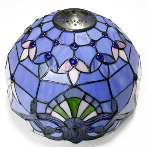 Tiffany Stained Glass Table Lamp – Blue Purple Baroque, 12"W x 22"H