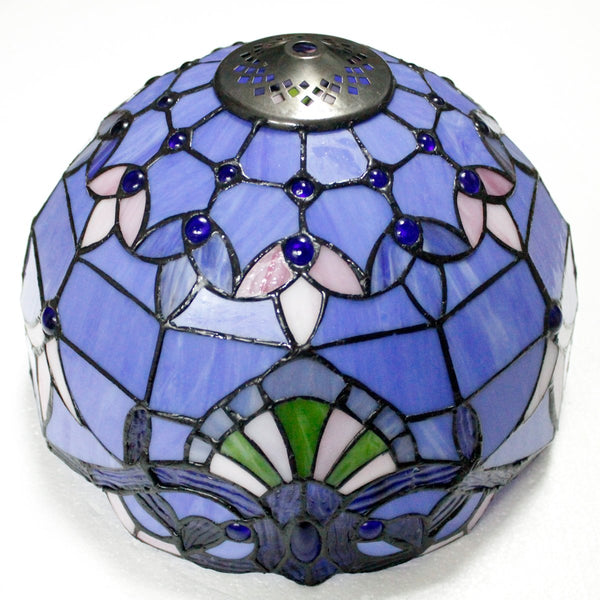 Tiffany Stained Glass Table Lamp – Blue Purple Baroque, 12"W x 22"H