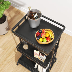 3-Tier Rolling Bar Cart with Wheels