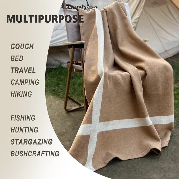 Wool Cashmere Throw Blanket — Camel, 75"x55"