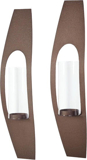 Steel Wall Sconce Pair with Glass Hurricane