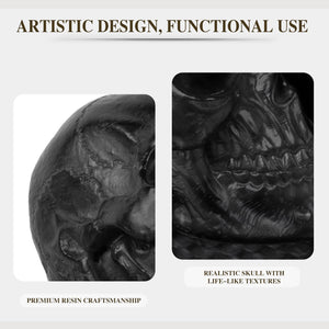 Gothic Skull Bookends – Antique Resin Decorative Book Support